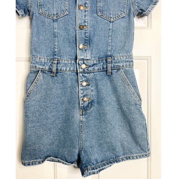 Lioness U Know Whats Up Romper Denim One Piece Shorts - Picture 3 of 6